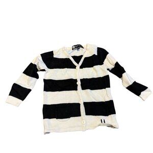 Beau Hudson Black and White Stripe Button Cardigan 6-9M Sweater